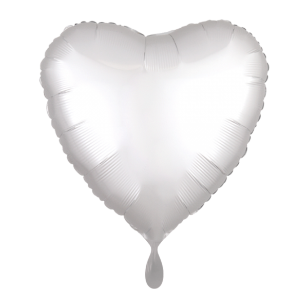 Folienluftballon Herz Satin Weiß 43cm