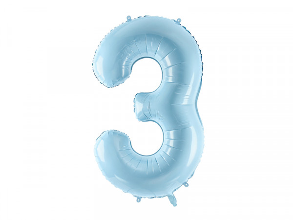 Zahlenluftballon "3" Babyblau