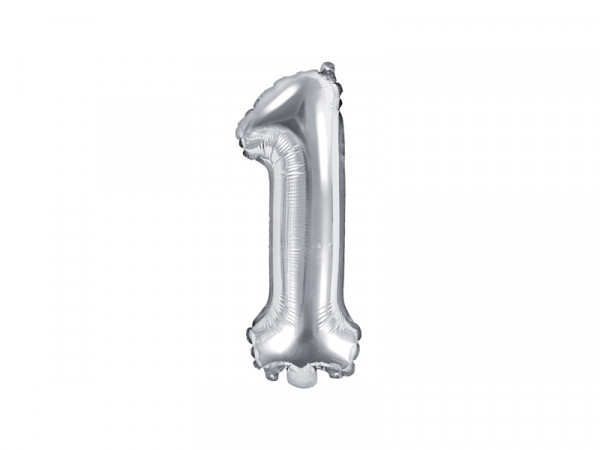Zahlenluftballon "1" Silber 35cm