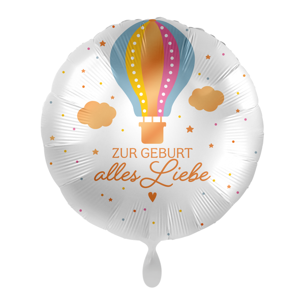 Folienballon "Zur Geburt Heißluftballon" 43cm