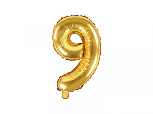 Zahlenluftballon "9" Gold 35cm