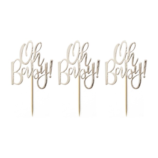 Cupcake Toppers "Oh Baby" Gold