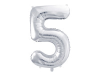 Zahlenluftballon "5" Silber