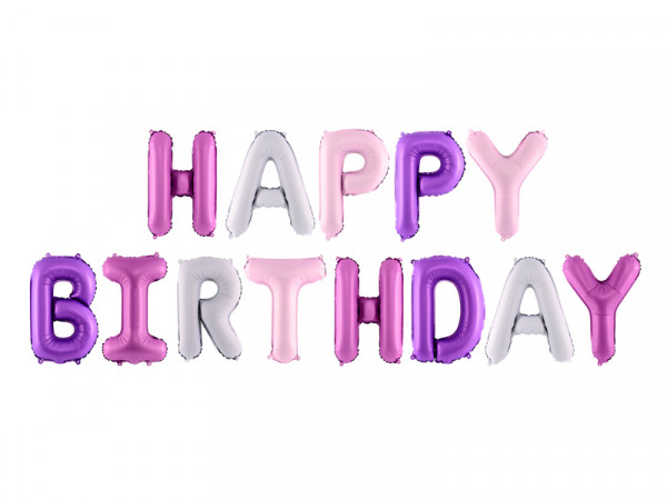 Folienballon Schriftzug "Happy Birthday" Rosa/Pink Mix 340x35cm