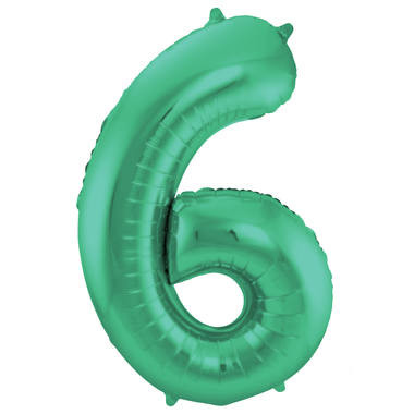 Zahlenluftballon "6" Grün Metallic Matt