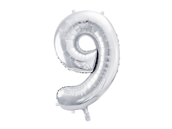 Zahlenluftballon "9" Silber