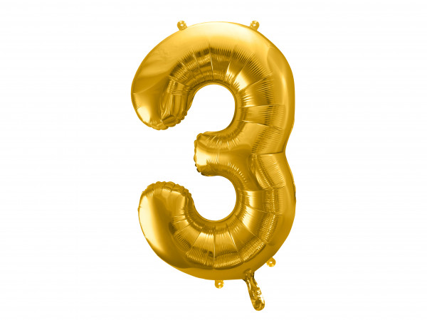 Zahlenluftballon "3" Gold