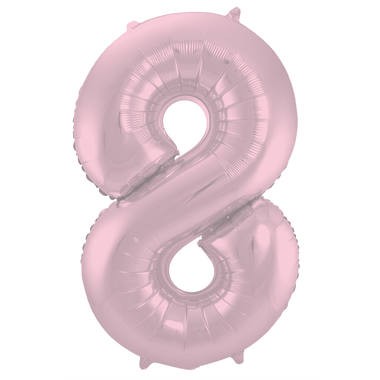 Zahlenluftballon "8" Pastell Rosa Metallic Matt