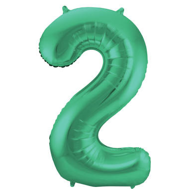 Zahlenluftballon "2" Grün Metallic Matt