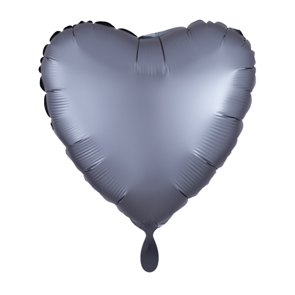 Folienluftballon Herz Satin Graphitegrau 43cm