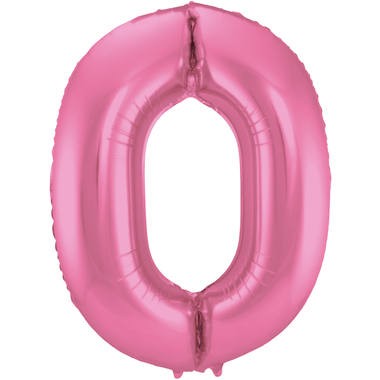 Zahlenluftballon "0" Pink Metallic Matt
