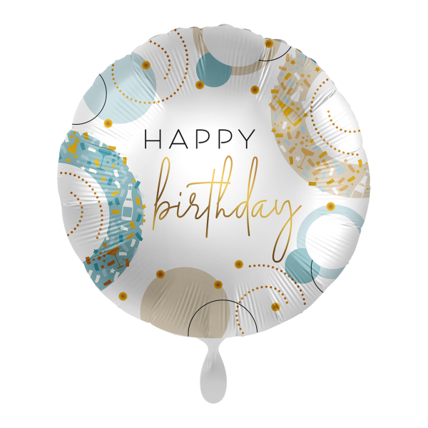 Folienballon "Happy Birthday Golden Blue" 43cm