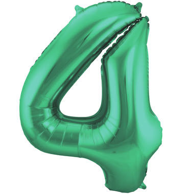 Zahlenluftballon "4" Grün Metallic Matt