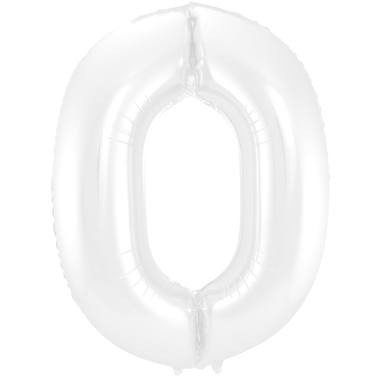 Zahlenluftballon "0" Weiß Metallic Matt