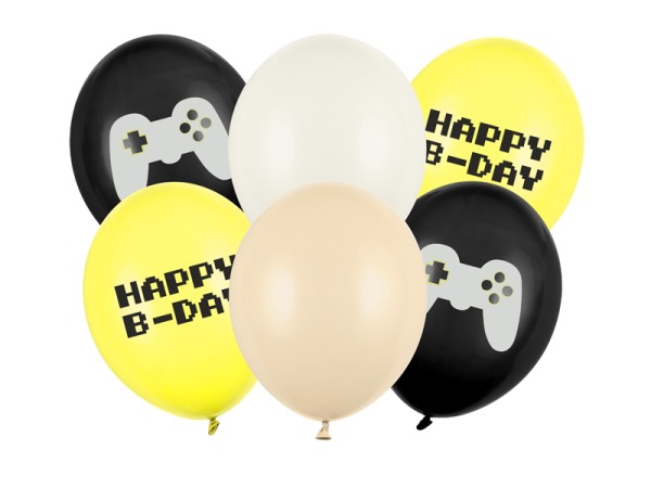 Luftballons "Gaming Happy B-Day" 30 cm Mix 6 Stk.