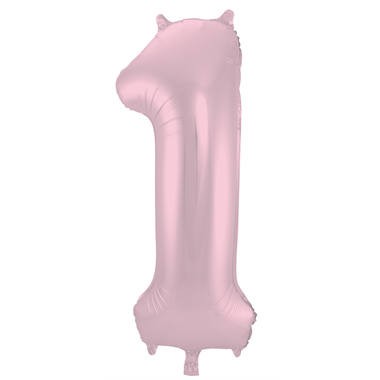 Zahlenluftballon "1" Pastell Rosa Metallic Matt