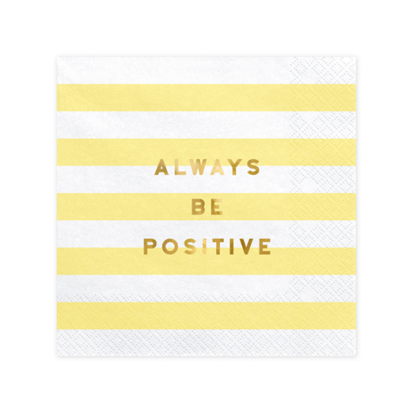 Servietten "Always Be Positive" 20Stk. Gelb 33x33cm