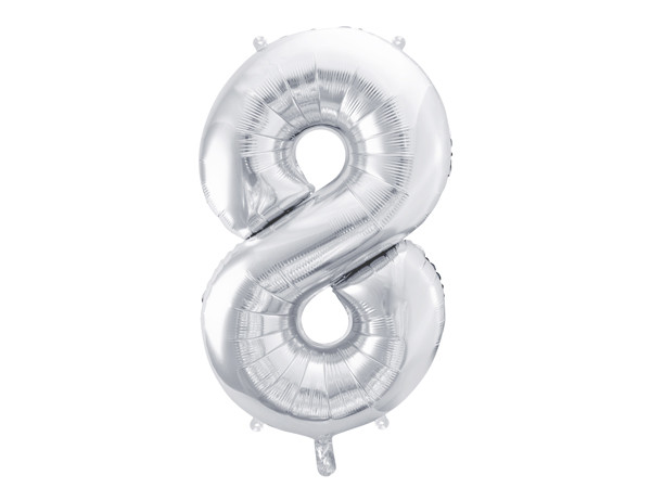 Zahlenluftballon "8" Silber