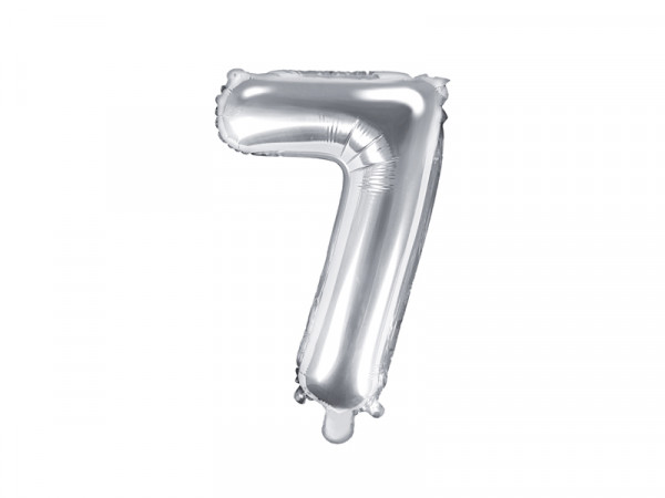 Zahlenluftballon "7" Silber 35cm