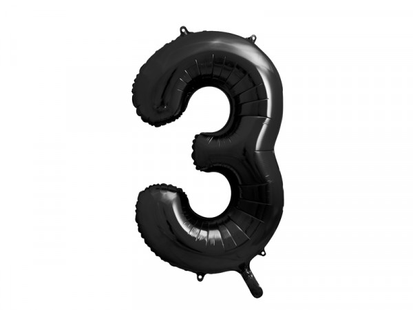 Zahlenluftballon "3" Schwarz